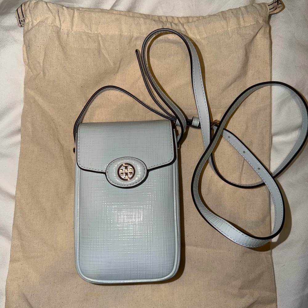 Tory Burch Pale Blue Crossbody Phone Bag